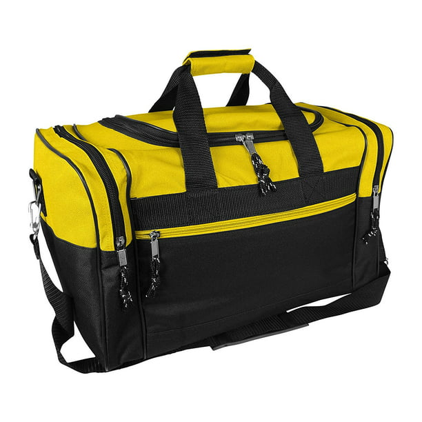 Gold's Gym Large Black & Yellow Sports Duffel Mens Kit Gear Bag Travel Holdall 